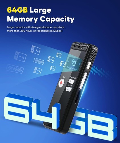 64GB Digital Diktiergerät Aufnahmegerät Audio Sound Voice Recorder Mit Kopfhörer - Bild 2 von 17