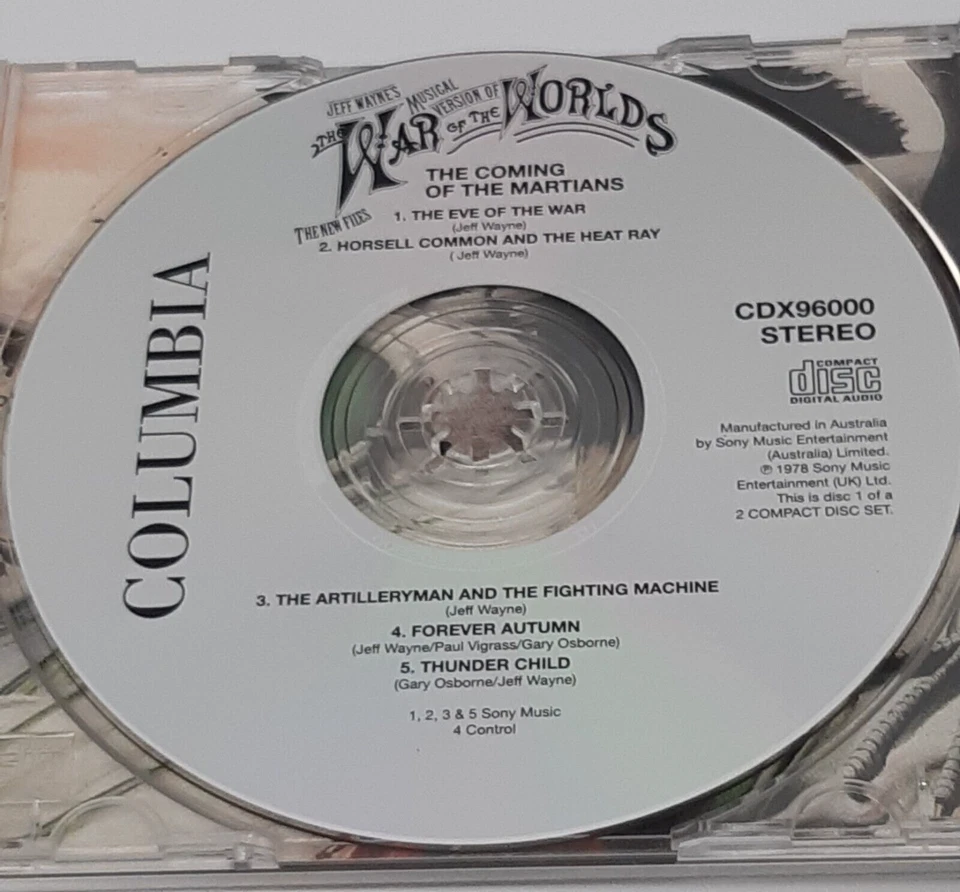 Jeff Wayne's Musical Version Of The War Of The Worlds CD 2 Disc Set Audio 1995 - image 3 of 4