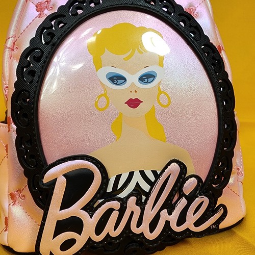 Loungefly Barbie Iridescent the Original Barbie 1959 Quilted Pink Mini Backpack - Picture 3 of 14