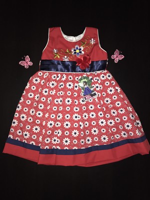 red and blue combination dress Little Red, Pink and Blue Dress