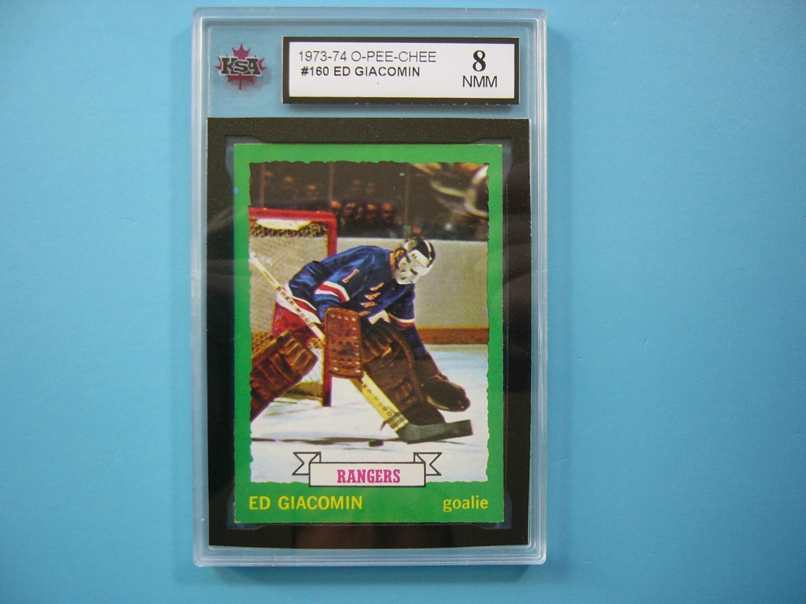 1973/74 O-PEE-CHEE NHL HOCKEY CARD #160 ED GIACOMIN KSA 8 NM/MINT SHARP!! OPC