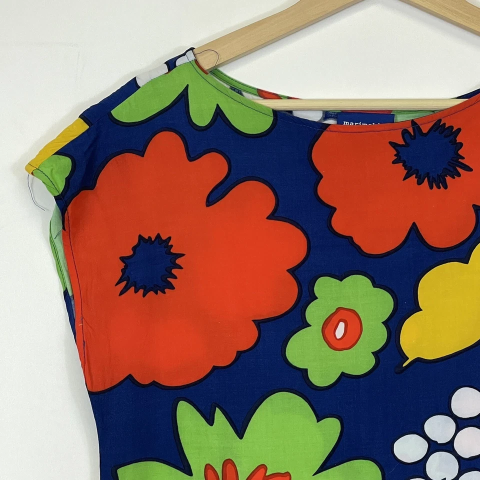 Mini Vestido Marimekko for Target Kukkatori Azul Audaz Estampado Floral Para Mujer Pequeño Foto 2 de 4