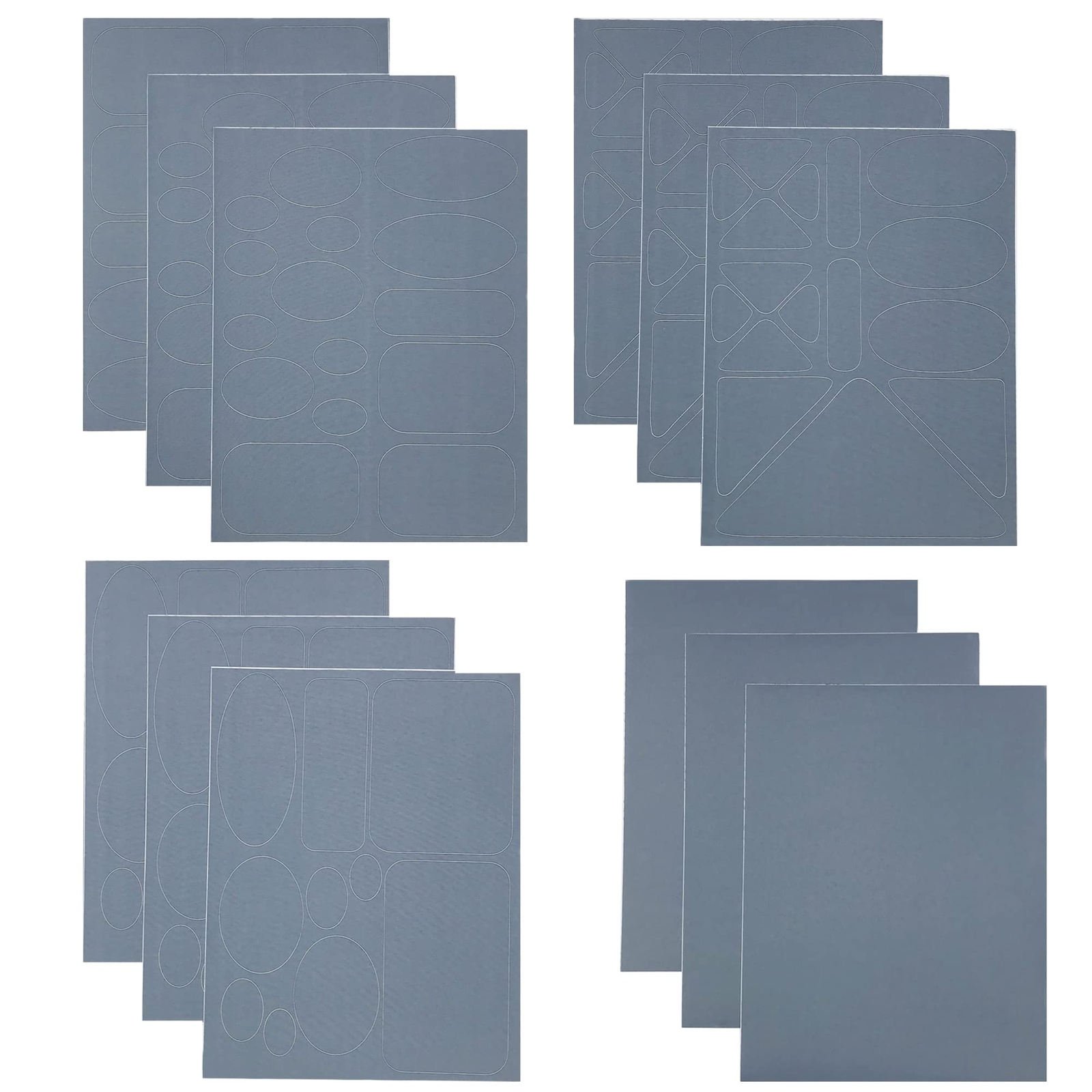 12 Self-Adhesive Grey Nylon Repair Patches for Waterproof Jackets & Clothing