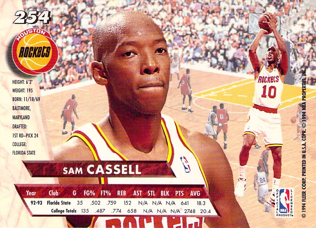 Sam Cassell RC 1993-94 Fleer Ultra Basketball Rookie Card #254