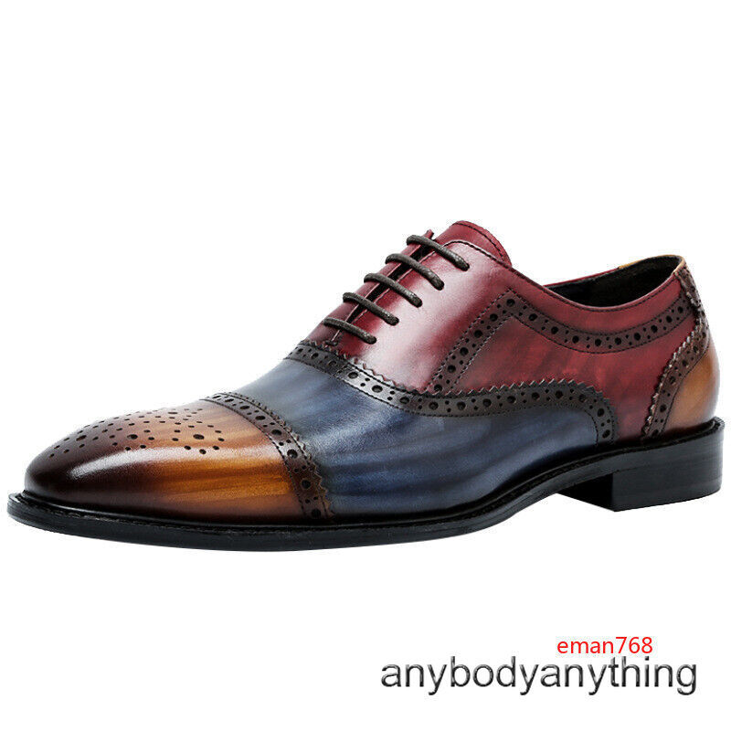 SAOLA British Men's Real Leather Lace Up Carved Shoes Brogue Business Formal Oxfords