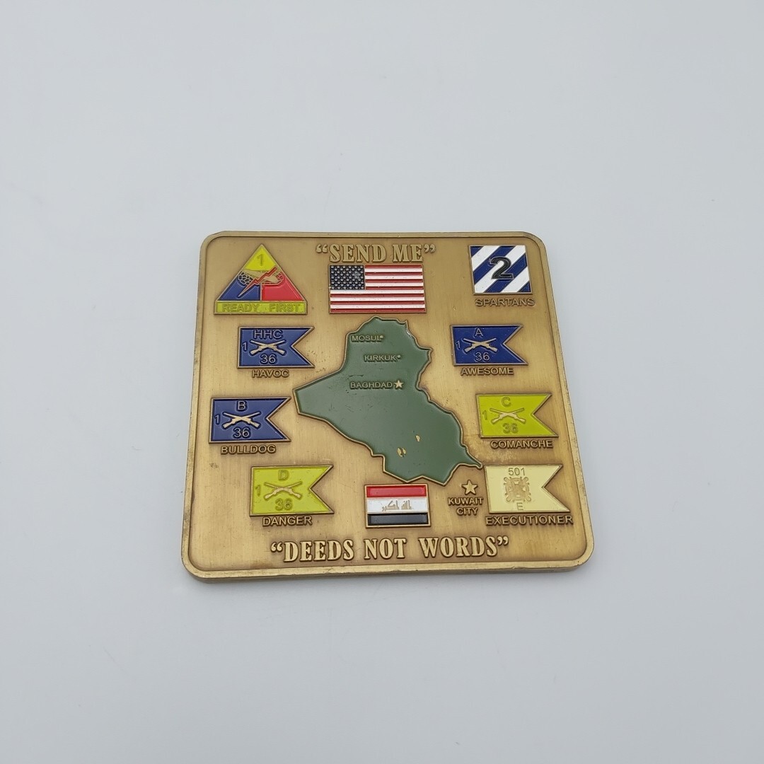 US Army OIF 1st Battalion 36th Infantry 2009-2010 Deeds Strong Challenge Coin