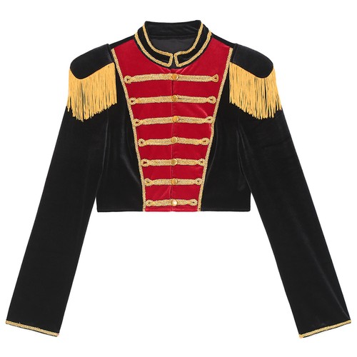 Womens Steampunk Long Sleeve Crop Jacket Coat Medieval Circus Fancy Dress Up - Picture 19 of 45