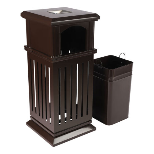 Retro 40l Garbage Can Open-top Trash Can Bin Patio Park Courtyard with Flip Lid - Picture 3 of 17
