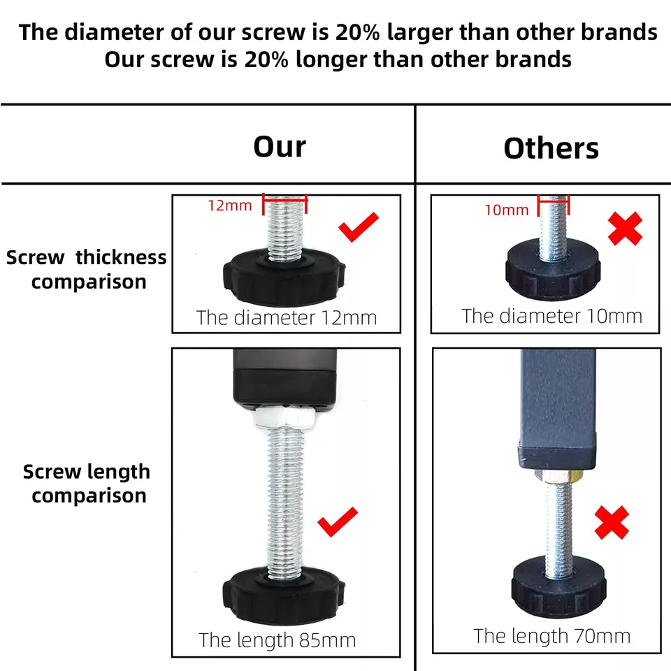 2pcs Adjustable Height Center Support Leg For Bedsteel Bed Frame Or Wooden Bed C - Image 4 of 4