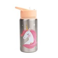 Kids Metal Water Drinks Bottle Straw Leak-Proof Lid Yoga School Sports 500ml