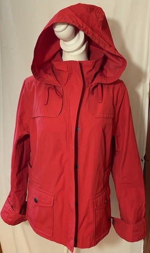 ABERCROMBIE AND FITCH WOMENS RED HOODED JACKET Full Zip Snap Large - Picture 4 of 11