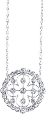 Circle Clover Pendant 18'' Necklace Round Cubic Zirconia  925 Sterling Silver
