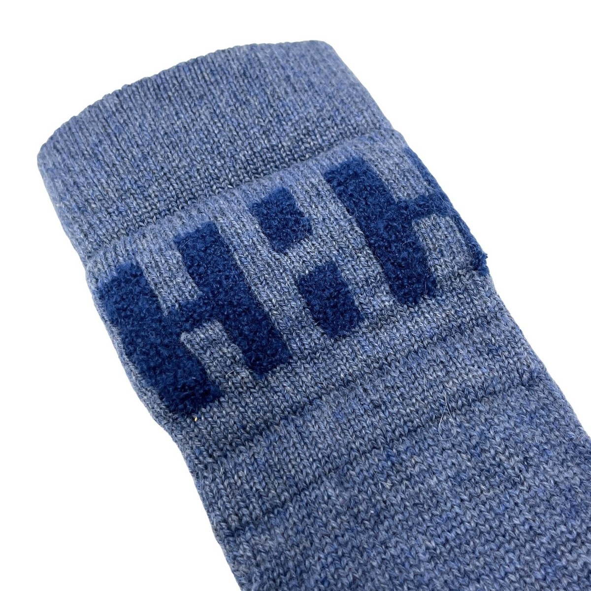 HERMES Vintage H Logo Gloves #S Knit Fashion Winter Accessory Blue