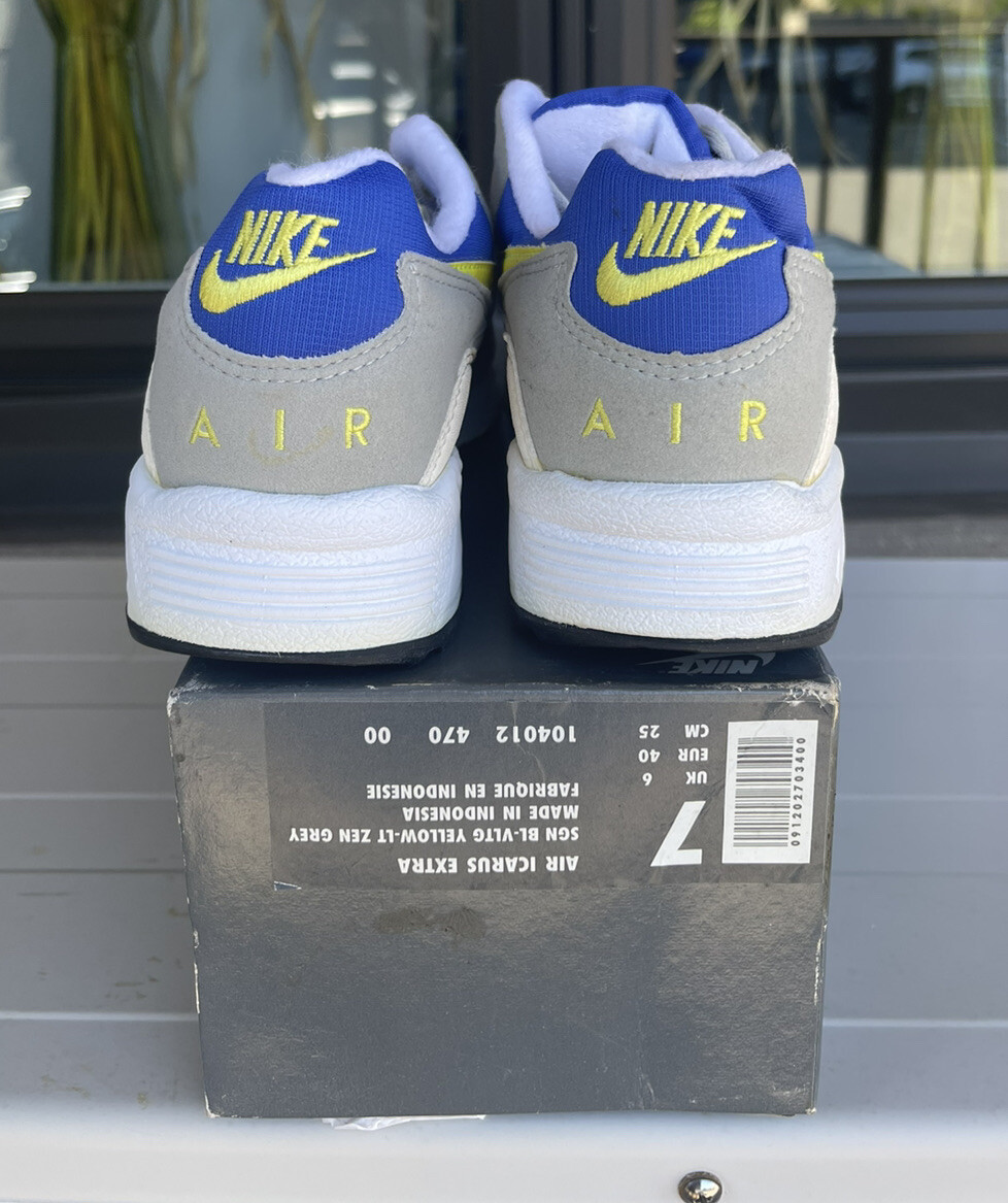 Nike AIR ICARUS EXTRA Zen Grey Blue Yellow 1993 Mens Sneakers Size