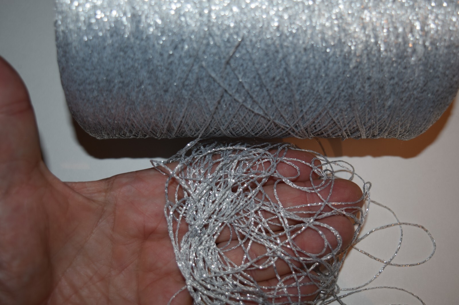 Silver 1.5mm Zari Lurex rope yarn, metallic thread Unique yarn 100yards ...