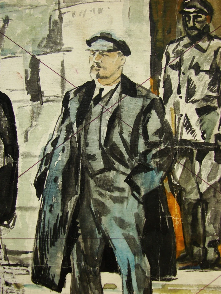 Pintura soviética ucraniana cubismo realismo socialista revolución lenin soldado rojo Foto 3 de 4