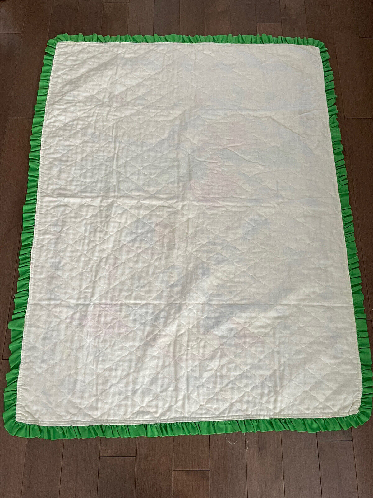 Vintage That’s Our Baby Quilted Crib Blanket Farm Animals Barn Green