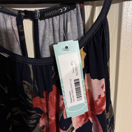 Neu mit Etikett Papermoon schwarze ärmellose Bluse mit Blumenmuster Übergröße 2XL leichte Damenbluse - Bild 3 von 4