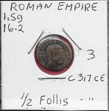 ROMAN EMPIRE HALF FOLLIS (c.317 CE),COMMEMORATIVE ISSUE STRUCK,UNDER CONSTATINE 