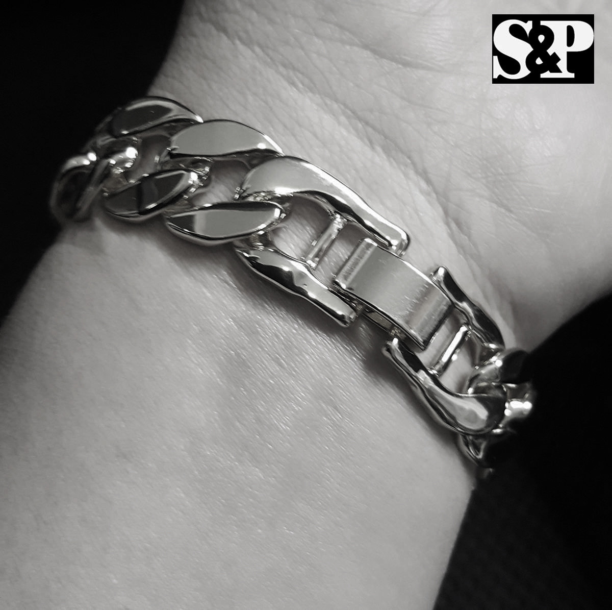 Nuova Moda Placcato Oro Acciaio Inossidabile Fibbia Cubana Fai Da - Foto 3