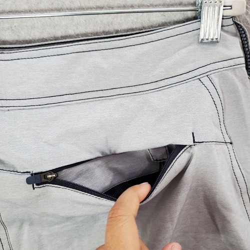 Adidas Men Swimwear 34 Gray Hybrid Swim Short Outdoor Beach Zip Pockets - Picture 9 of 13