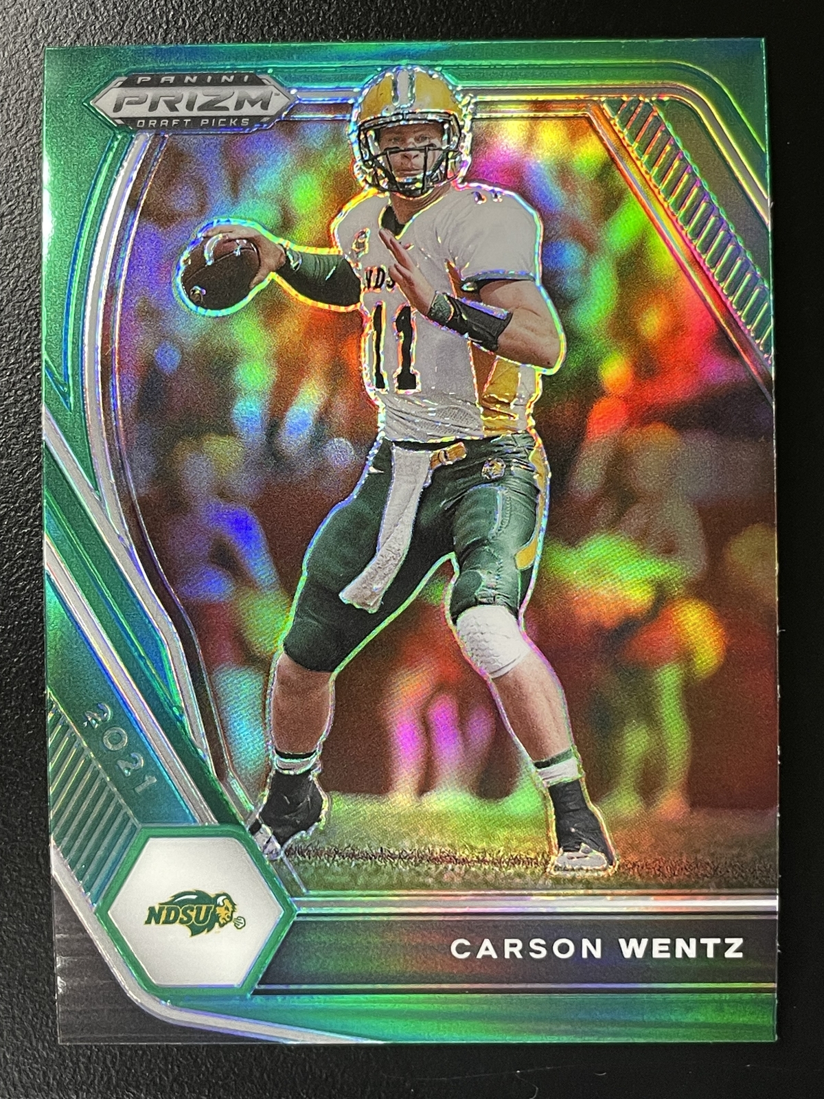 2021 Panini Prizm Draft Picks Collegiate #13 Carson Wentz Green Bison