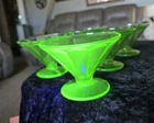 Depression Uranium Glass Federal Sherbet Cup 1930’s Lot Of 5 Cups, 6