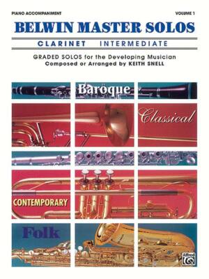 BELWIN MASTER SOLOS VOLUME 1 PIANO ACCOMPANIMENT FOR CLARINET BOOK INTERMEDIATE