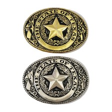 Texas Belt Buckle Lot Of 2 State Of Texas Star Embossed Gold-Tone, Silver-Tone