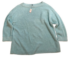 NWT Talbots Women's Plus Size 2X Chunky Knit Sweater Rolled Cuffs Aqua Blue