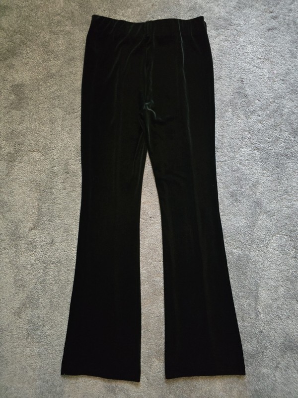 SO Black Velvet Stretch High Waist Flare Front Seam Detail Classy Pants M
