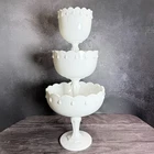 Vintage Indiana Glass Teardrop White Milk Glass 3-Tier Centerpiece Epergne