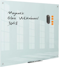 Magnetic Dry Erase Board - Frameless Glass White Board 48 X 36 Inches, Wall Moun