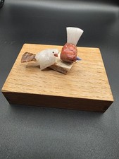 Edelstein Vogel Paar  Edelsteintier Tiergravur aus Peru 3-4cm.