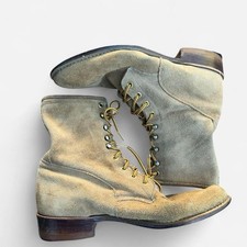 Tan/ Brown Leather Suede Logger Lace Up Boots Men's 10 D USA