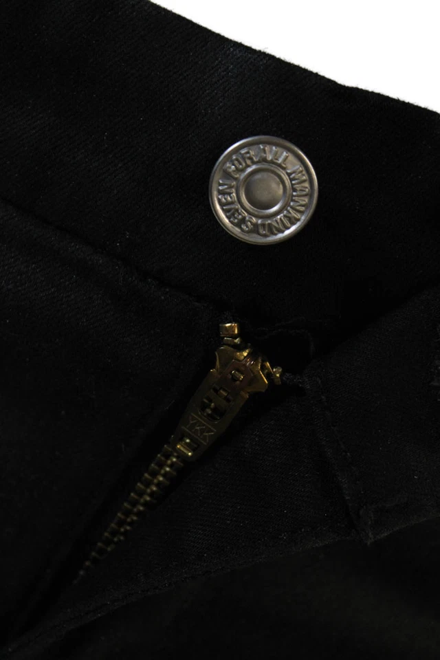 7 For All Mankind Mujer Cremallera Botón Elegantes Pantalones Ajustados Pierna Negros Talla EUR 28 Foto 4 de 4