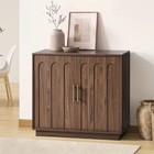 Oikiture Buffet Sideboard Storage Cabinet 2 Door Cupboard Hallway Table Walnut