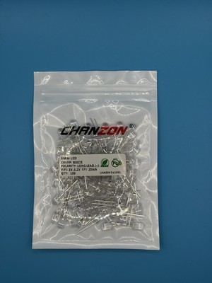 100pcs 5mm White LED Diodes CHANZON Bright Clear Light Lamp 3V-3.2V 20mA