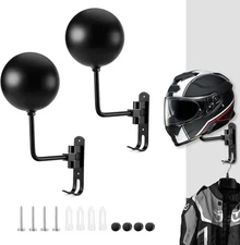 Motorcycle Helmet Rack 2 PCS, Helmet Holder Wall Mount 180 Degree Rotation Helme