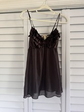 Flora Nikrooz Brown Mesh Slip Chemise