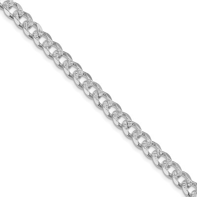 Sterling Silber rhodiniert 7 mm Pavé Panzerkette Halskette 18 Zoll