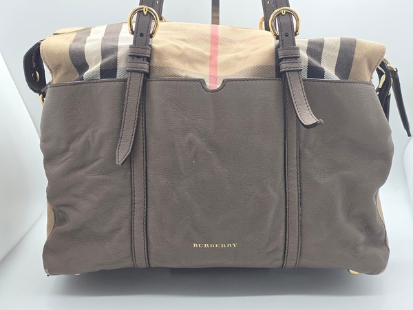 Burberry Mason House Check Canvas and Leather Diaper Tote Bag + COA