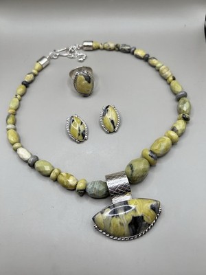 DTR JAY KING STERLING BUMBLEBEE   JASPER 4PC -NECKLACE, PENDANT RING & EARRINGS