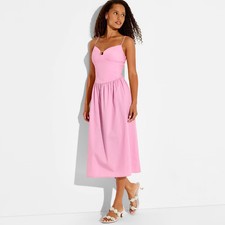 Women Keyhole Poplin Midi Dress - Wild Fable Pink S