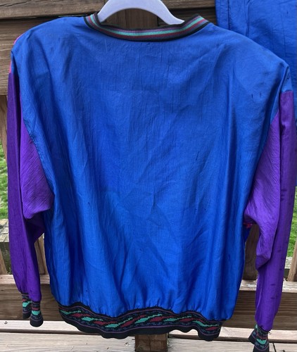 Vtg 80s Color Block Track Suit Women’s Large Saint Germain Paris Windbreaker - Picture 3 of 12
