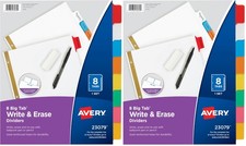 Avery Big Tab Write  Erase Dividers for 3 Ring 8 Pack of 2 , 0
