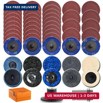 51Pack 2 Inch Die Grinder Accessories Sanding Discs Kit with 1/4'' Shank Roll Loc