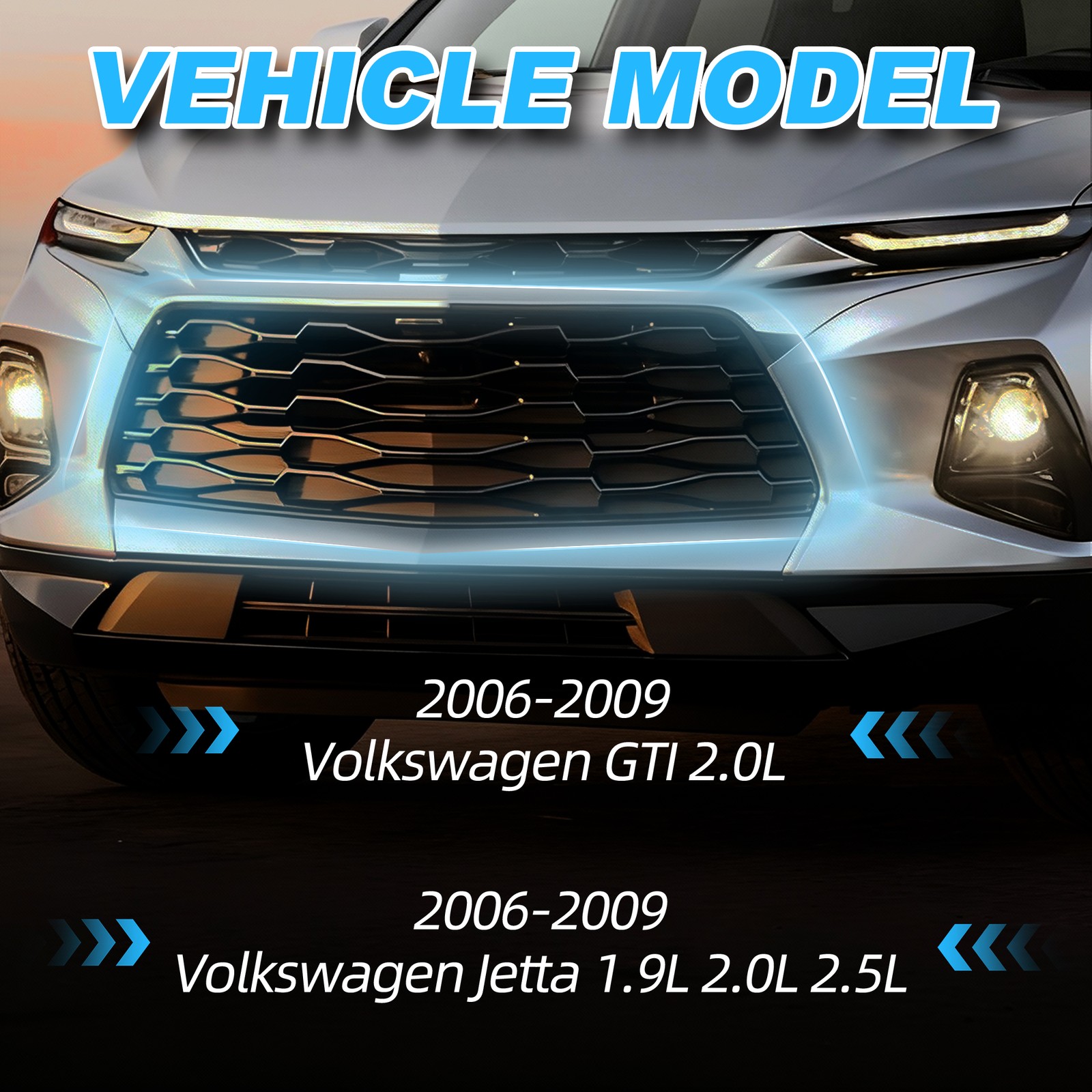 2006-2009년형 VW MK5 제타/GLI/GTI용 엠블럼 없는 육각형 메쉬 그릴 (유광 블랙) 2