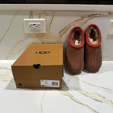 UGG Tasman II Women's Slip-On Slipper Suede Shearling Lined Brown/Red 7