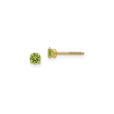 14k Yellow Gold Childrens 3mm Lab-Created Peridot Earrings Aug
